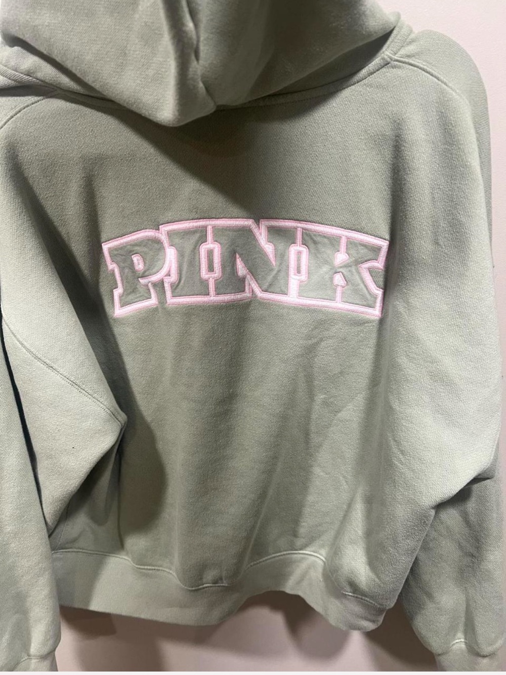 Y2K Victoria’s Secret PINK sage green hoodie full zip athleisure S/M - Picture 2 of 7